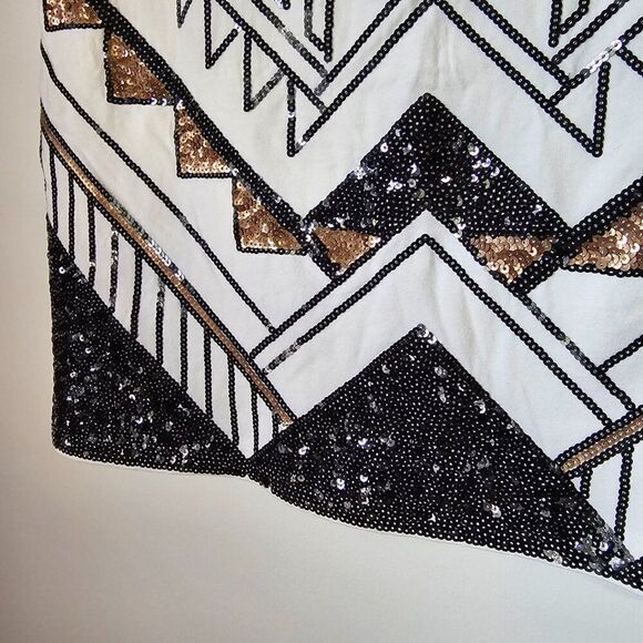 EUC EXPRESS SEQUINED MINI SKIRT GEOMETRIC PATTERN SIZE M - Picture 7 of 14